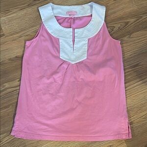 Pink Sleeveless Top with White Collar